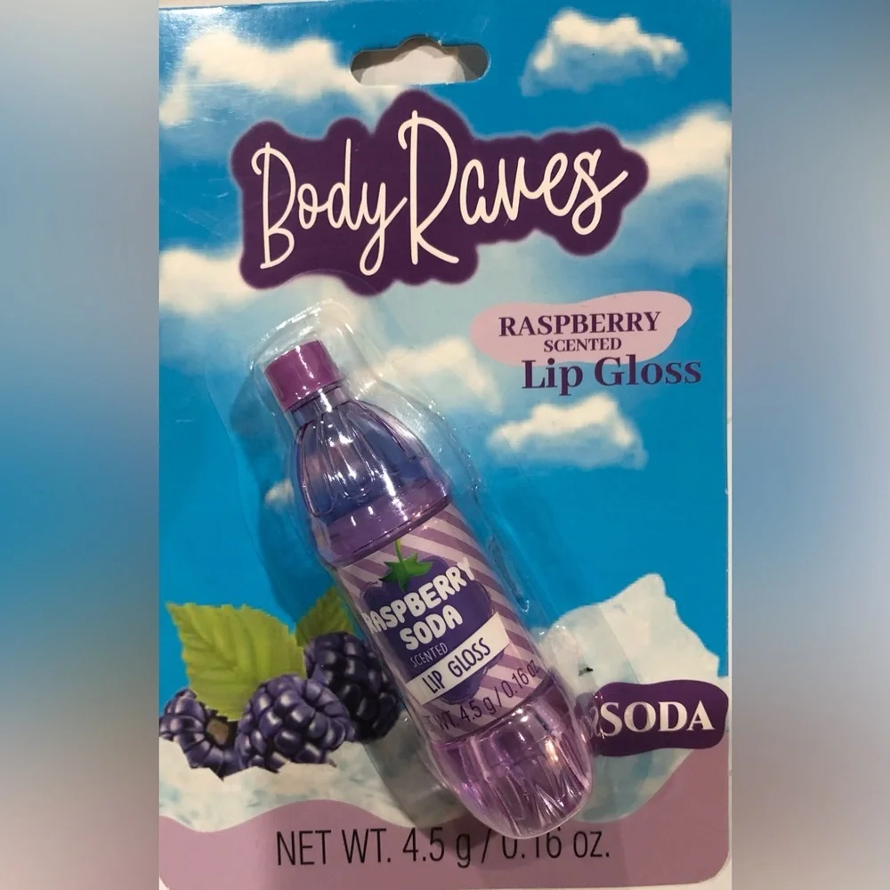 3pack nostalgic retro Soda pop orange raspberry blueberry‎ scented lip gloss new